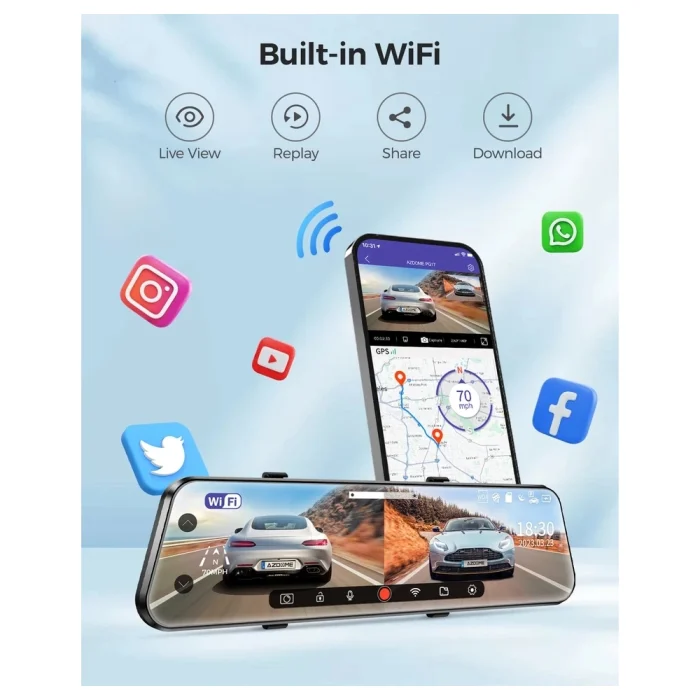 Зеркало-видеорегистратор Azdome PG17 Wi-Fi — изображение 6