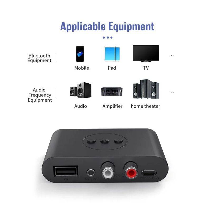 Bluetooth 5.0 аудио приемник NFC U-диск 3.5 мм AUX RCA USB стерео музыкальный беспроводной адаптер с микрофоном