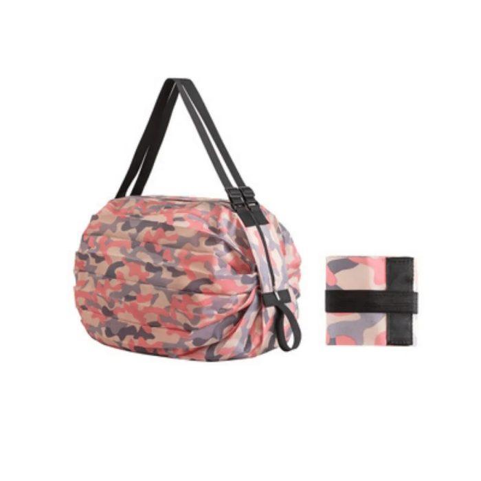 Многоразовая складная хозяйственная сумка розового камуфляжа
