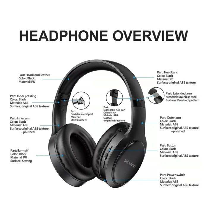 Bluetooth-наушники Siindoo ЈН-919 (Черный) — изображение 4