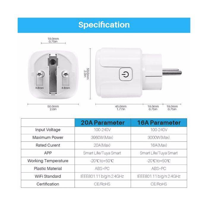 Смарт розетка 20A Wi-Fi — изображение 2