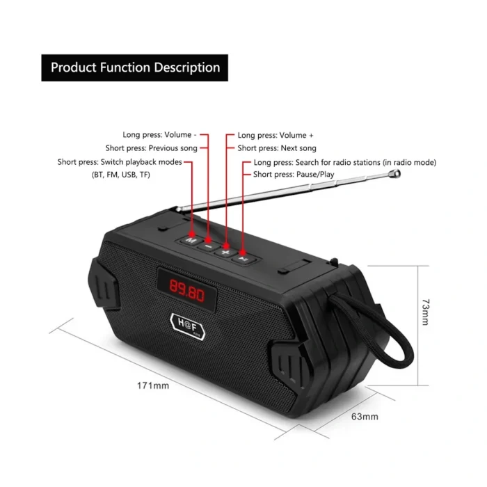 Bluetooth колонка H&F с FM радио — изображение 4