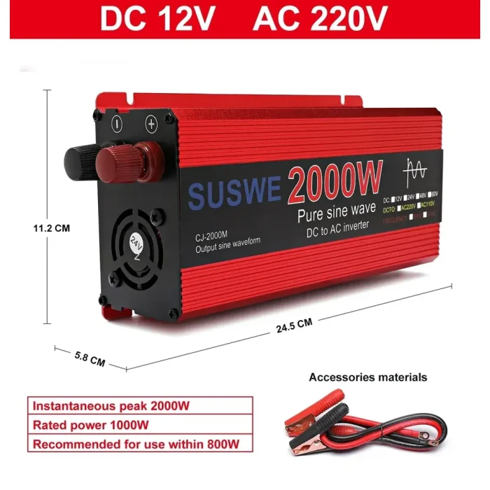 Инвертор SUSWE 2000W 12V Чистый Синус — изображение 2