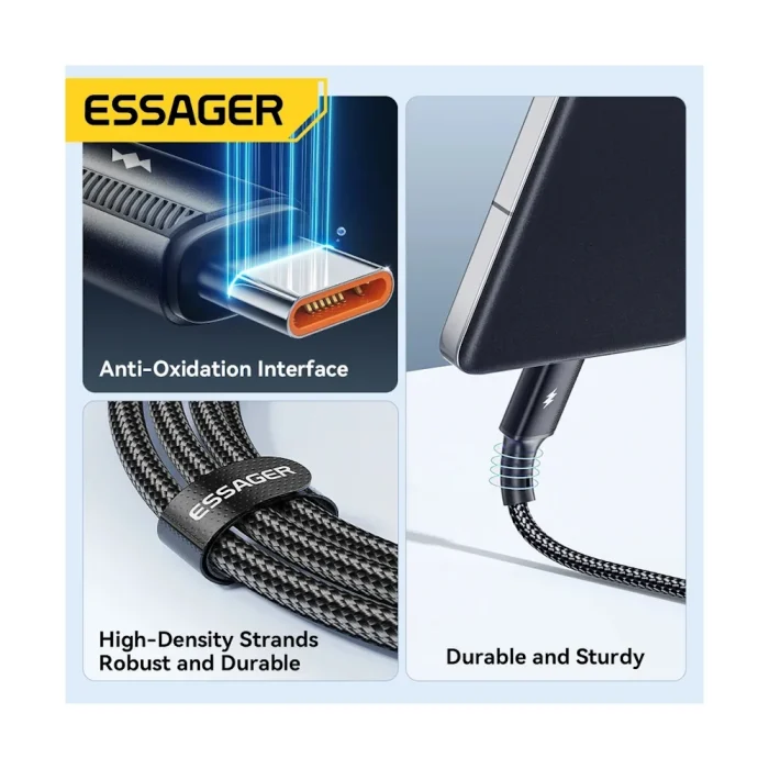 Кабель Essager 120W USB Type-C 2м — изображение 3
