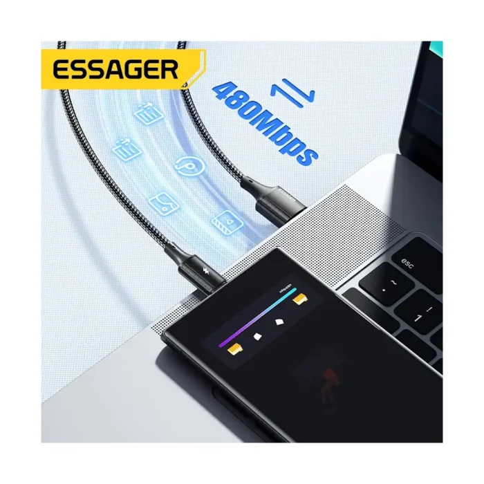 Кабель Essager 120W USB Type-C 2м — изображение 5