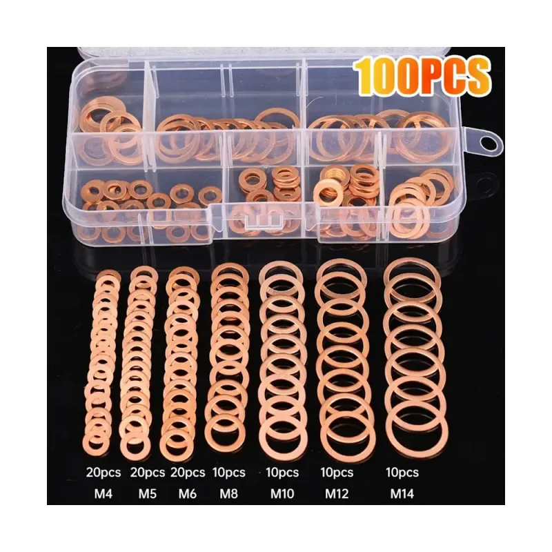 Универсальный набор медных шайб 100 шт