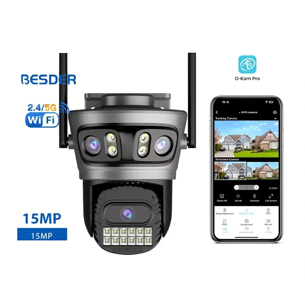 Уличная Wi-Fi камера BESDER A22YQQ 15Mp 3 объектива