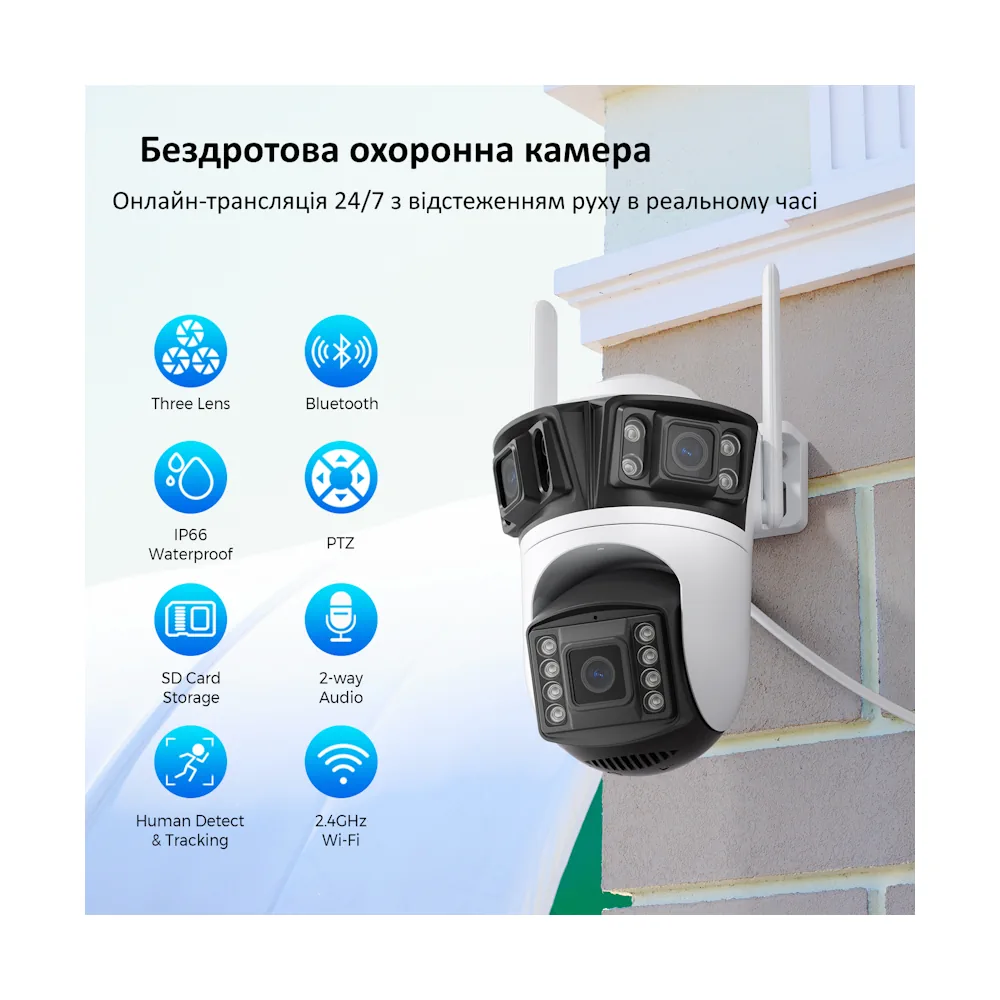 BESDER A56 Wi-Fi IP-камера 12MP с тремя объективами — изображение 2