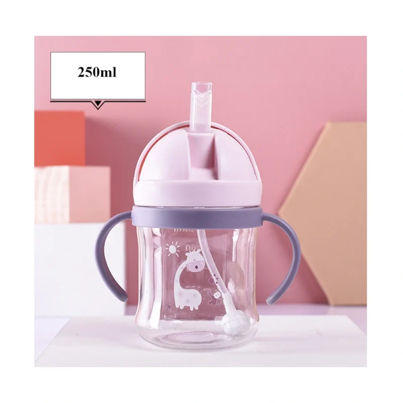 Детская бутылочка 250 мл с трубочкой и гравитационным шариком