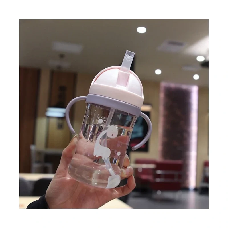 Детская бутылочка 350 мл с трубочкой и шариком (жирафик)