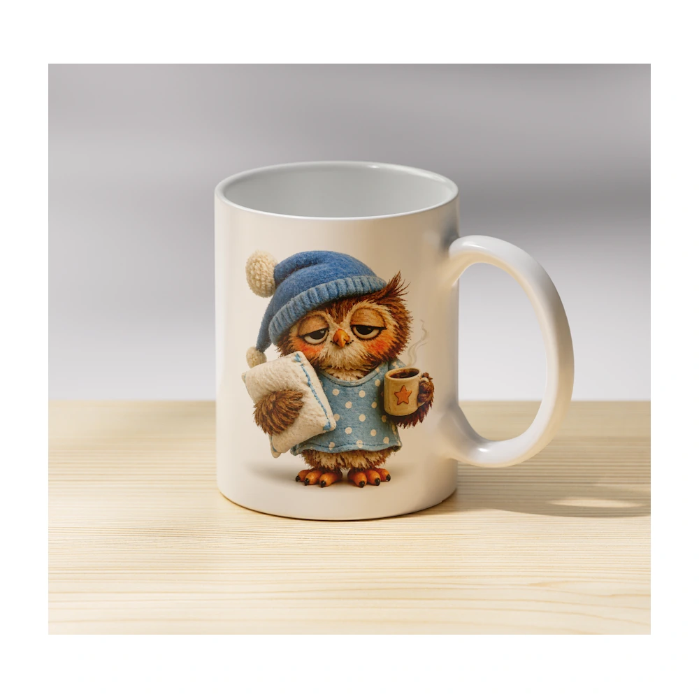 Чашка 330 мл с милым совёнком в шапочке