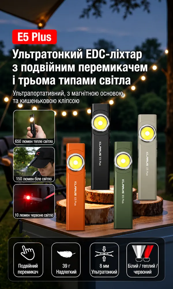 Аккумуляторный фонарь Klarus E5 Plus 650 лм USB-C — изображение 10