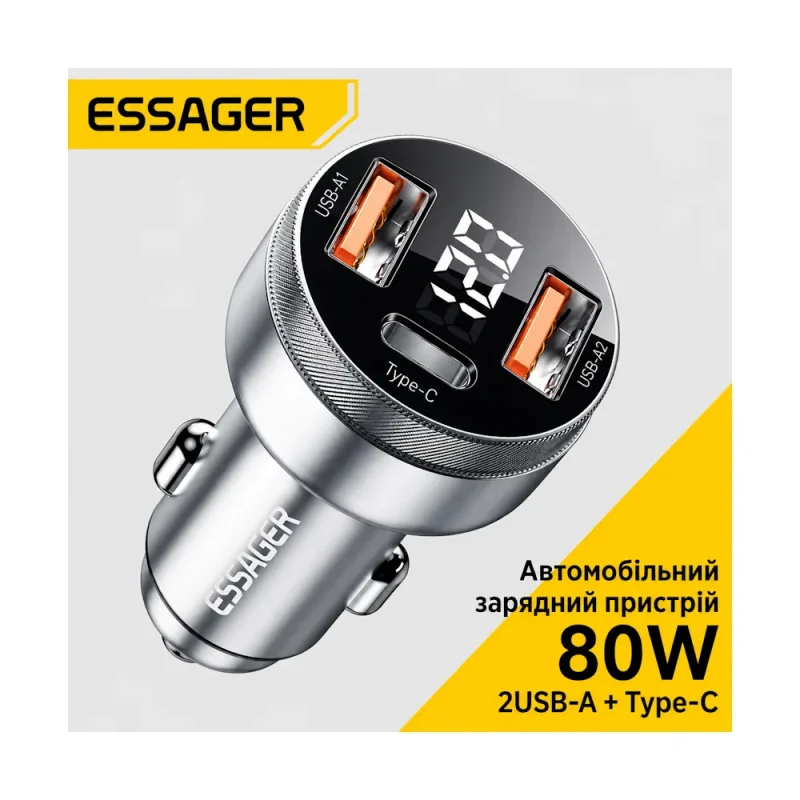 Автомобильное зарядное устройство ESSAGER ES-CC10 80W