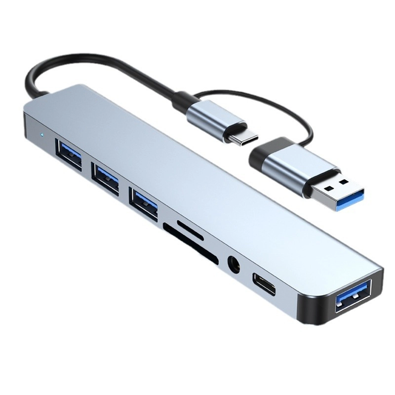 Док-станция USB Hub 8 в 2 USB-A + Type-C с кардридером — изображение 2