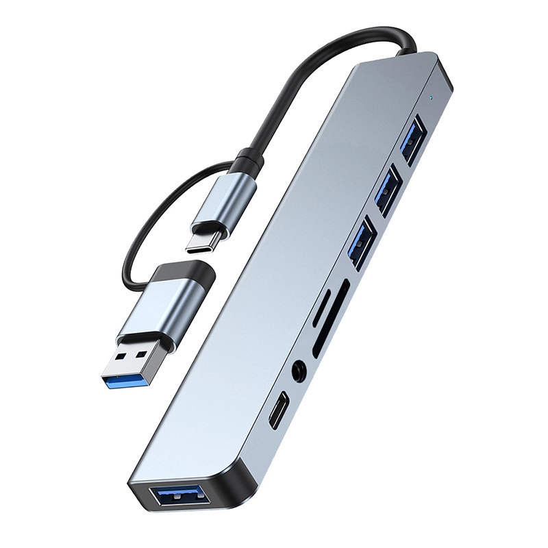 Док-станция USB Hub 8 в 2 USB-A + Type-C с кардридером — изображение 3