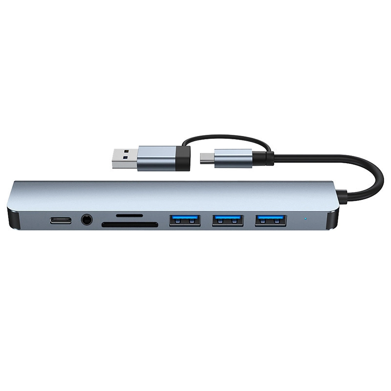 Док-станция USB Hub 8 в 2 USB-A + Type-C с кардридером — изображение 4