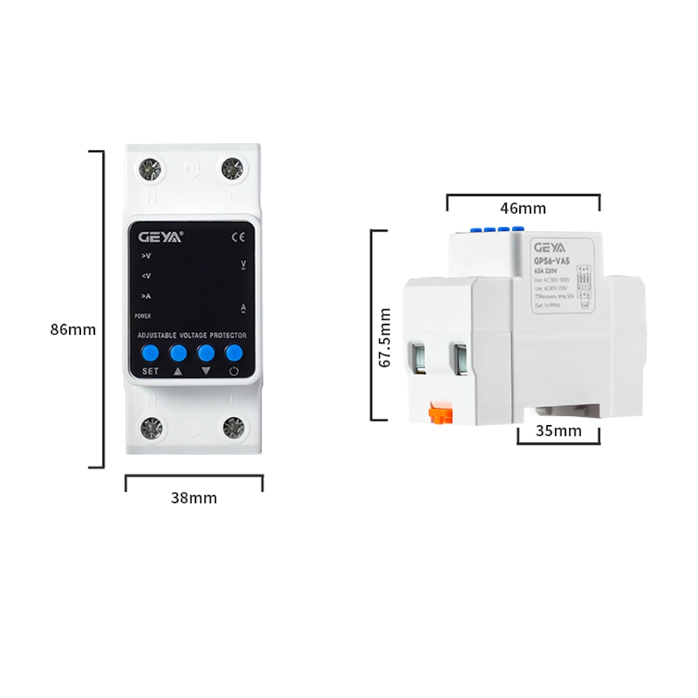 Реле защиты напряжения и тока GEYA GPS6-VA5 2P 63A/220 В — изображение 3